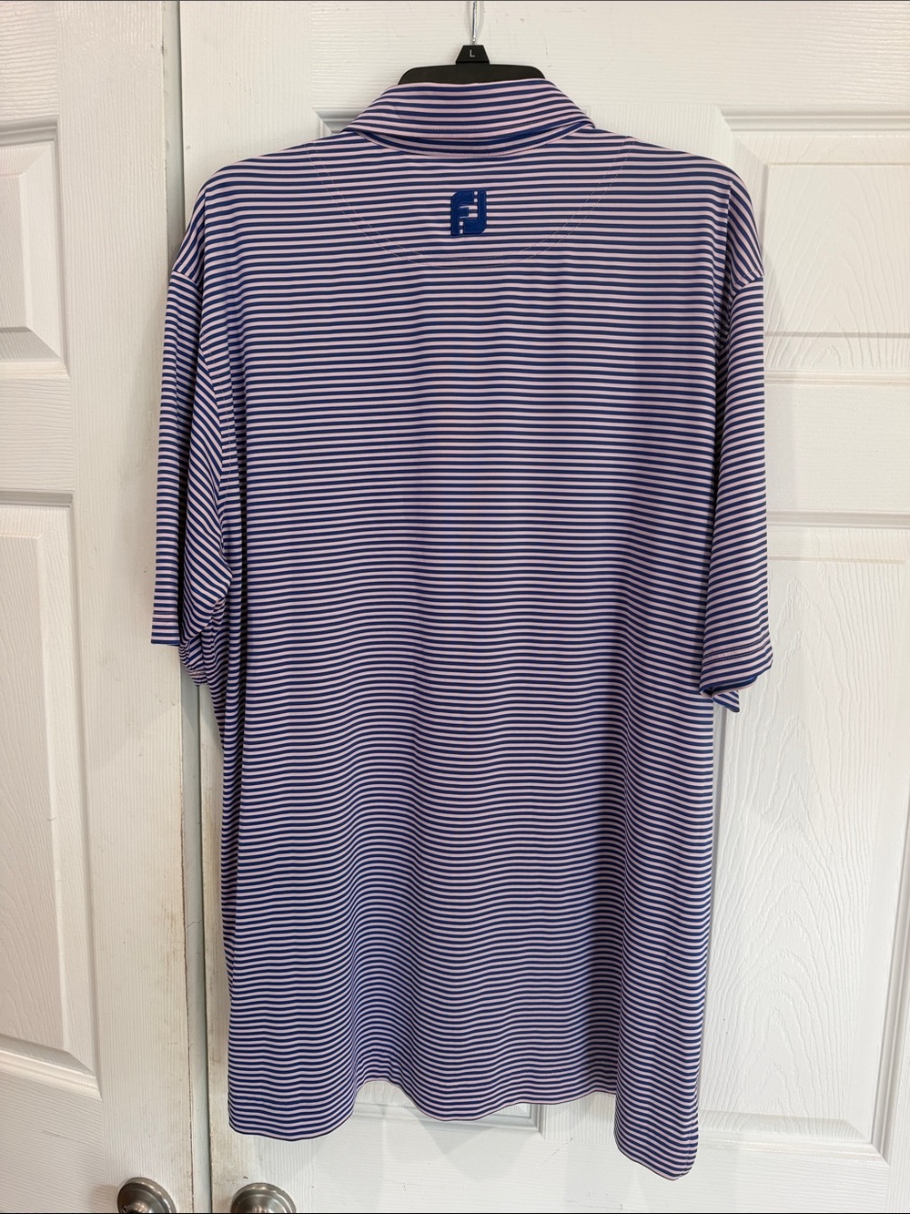 FootJoy Blue and Pink Striped Golf Polo - Picture 4 of 5